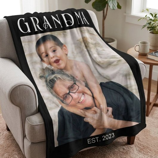 Aangepast Oma Opgericht Modern Fotocadeau Fleece Deken