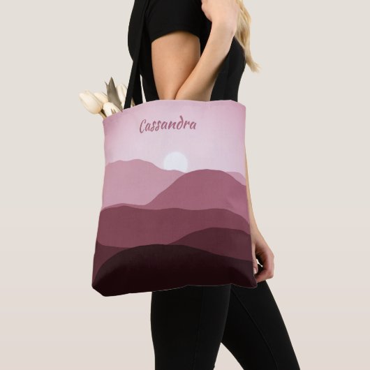 Aangepast ombre Mauve Taupe Light Blush Pink Abstr Tote Bag (Dichtbij)