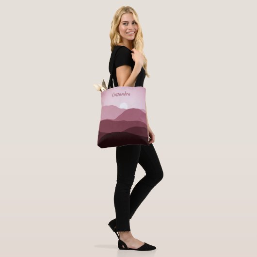 Aangepast ombre Mauve Taupe Light Blush Pink Abstr Tote Bag (Op model)