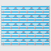 Aangepast omslagpapier, Voetbal, Blauw/Wit Cadeaupapier (Vlak)