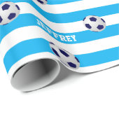 Aangepast omslagpapier, Voetbal, Blauw/Wit Cadeaupapier (Rol Hoek)