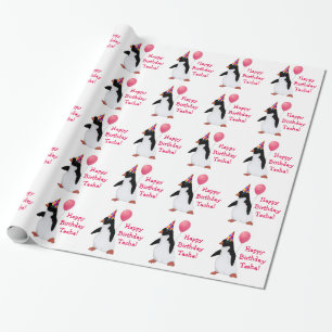 Aangepast omslagpapier voor Birthday Penguin Cadeaupapier
