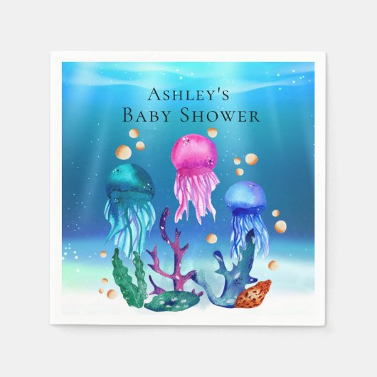 Aangepast onder het Zee Jelly Fish Paper Napkin Servet (Voorkant)