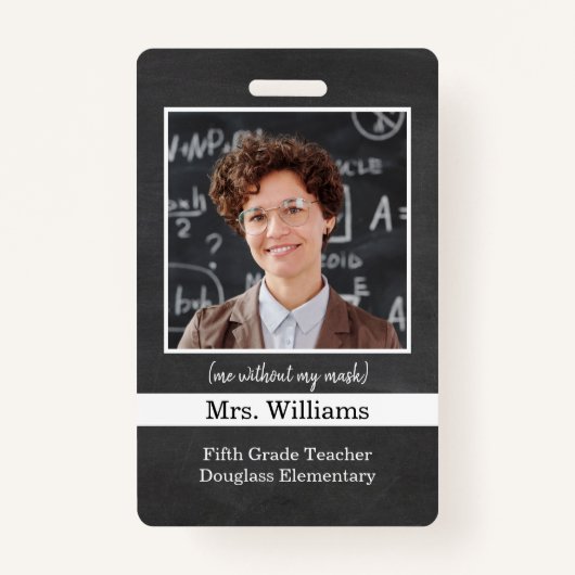Aangepast onderwijzer Foto ID-badge voor schoolkla Badge (Voorkant)