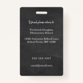 Aangepast onderwijzer Foto ID-badge voor schoolkla Badge (Achterkant)