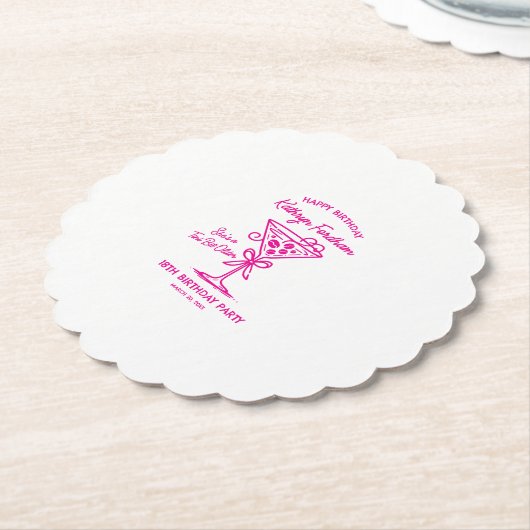 Aangepast Onderzetter 18e Verjaardag Roze Espresso (Gekanteld)