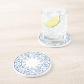 Aangepast Onderzetter Indigo Blue Floral Border Sa (Zijkant)