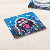 Aangepast onderzetter van Monster Halloween Party. (Schuin)