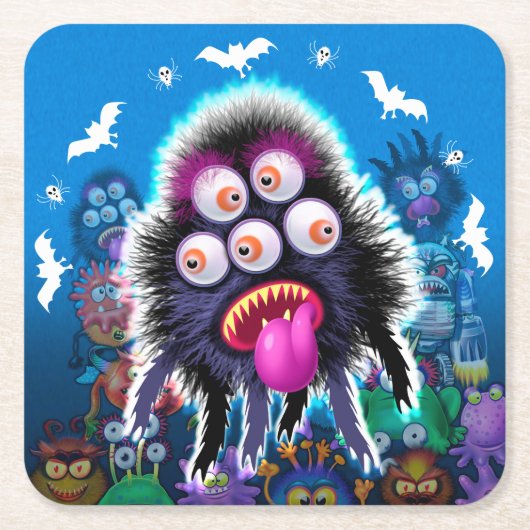 Aangepast onderzetter van Monster Halloween Party. (Voorkant)