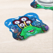 Aangepast onderzetter van Monster Halloween Party. (Gekanteld)