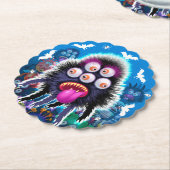 Aangepast onderzetter van Monster Halloween Party. (Gekanteld)