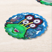 Aangepast onderzetter van Monster Halloween Party. (Gekanteld)