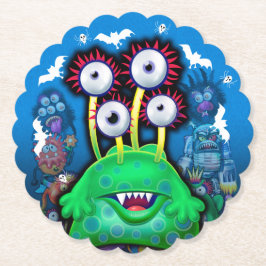 Aangepast onderzetter van Monster Halloween Party.