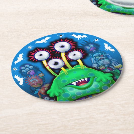 Aangepast onderzetter van Monster Halloween Party. (Gebogen)