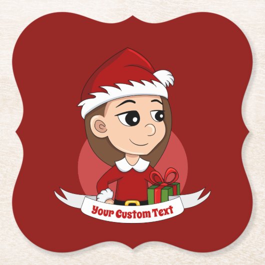 Aangepast onderzetter voor kerstmeisjes cartoon (Voorkant)