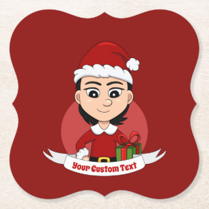 Aangepast onderzetter voor kerstmeisjes cartoon