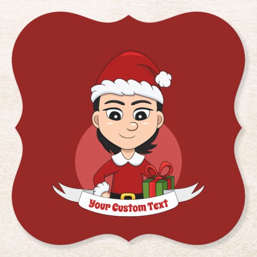 Aangepast onderzetter voor kerstmeisjes cartoon (Voorkant)