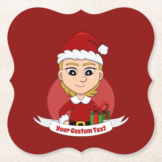 Aangepast onderzetter voor kerstmeisjes cartoon (Voorkant)