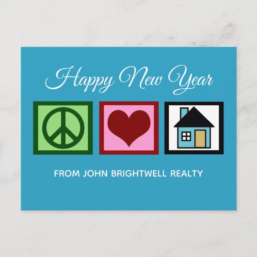 Aangepast onroerend goed bedrijf Gelukkig nieuwjaa Feestdagenkaart (Voorkant)