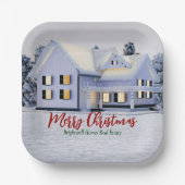Aangepast onroerend goed voor winterkerstfeest papieren bordje (Voorkant)