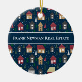 Aangepast onroerend goed woningen Blauwe feestdag  Keramisch Ornament (Voorkant)