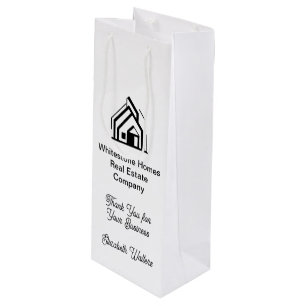 Aangepast onroerend goedbedrijf logo Realtor Wijn Cadeautas