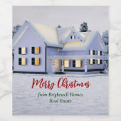 Aangepast onroerend goedbedrijf Winter Kersthuis Wijn Etiket (Enkel label)