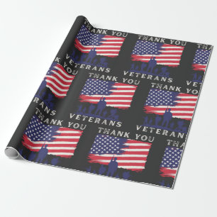 Aangepast ontwerp: American Flag Thank You Veteran Cadeaupapier