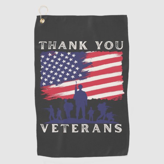 Aangepast ontwerp: American Flag Thank You Veteran Golfhanddoek (Voorkant)
