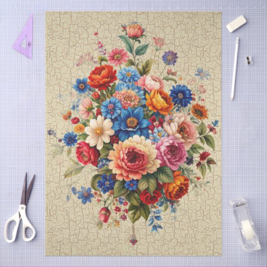 Aangepast ontwerp bloemendecoupe met craquele-effe tissuepapier (Craft)