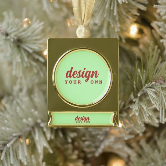 Aangepast Ontwerp Kerst Ornament, Gepersonaliseerd Verguld Banner Ornament (Boom)