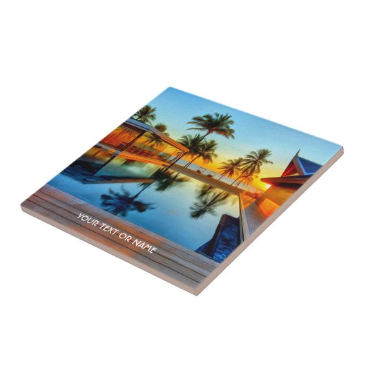 Aangepast ontwerp met uw eigen tekst en uw foto tegeltje (Zijkant)