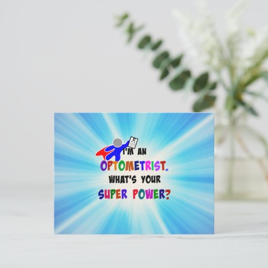 Aangepast ontwerp Optometrist Superheld Briefkaart (Staand voorkant)