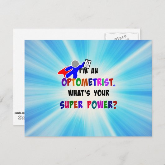 Aangepast ontwerp Optometrist Superheld Briefkaart (Voorkant / Achterkant)