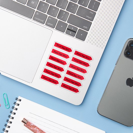 Aangepast ontwerp rode pijl Stickers (Laptop met iPhone)