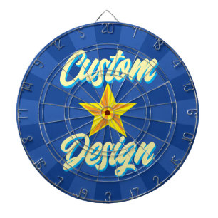 Aangepast ontwerp ultramarijnblauw en gele ster dartbord