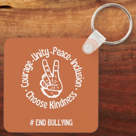 Aangepast ontwerp: Unity Day Sinaasappel tegen pes Sleutelhanger (Achterkant)