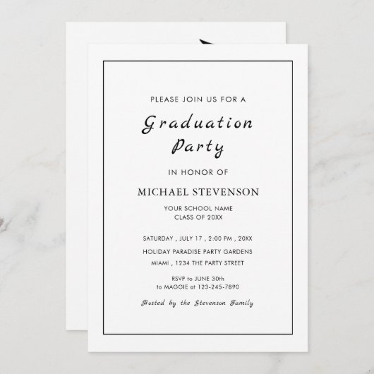 Aangepast ontwerp uw eigen Afstuderen uitnodiging (Voorkant / Achterkant)