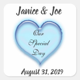Aangepast ontwerp voor blauwe bruiloft vierkante sticker