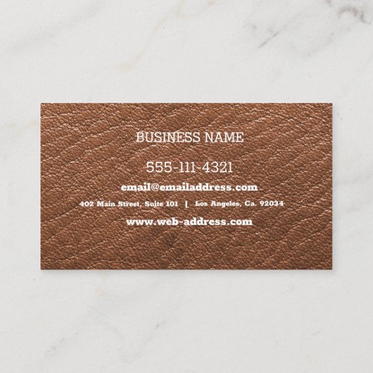 Aangepast ontwerp voor bruin leder | visitekaartje (Achterkant)