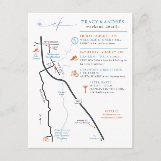 Aangepast ontwerp voor de behuizing voor bruiloft  informatiekaartje (Voorkant)