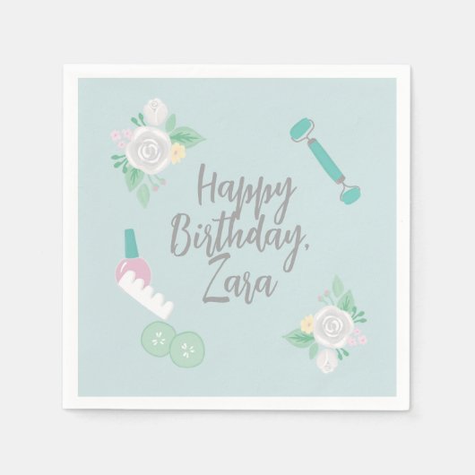 Aangepast ontwerp voor Elegant Spa Party Blue Servet (Voorkant)