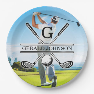Aangepast ontwerp voor golfmonogram met afbeelding papieren bordje