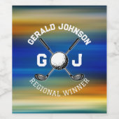 Aangepast ontwerp voor golfmonogram met zonsonderg wijn etiket (Enkel label)