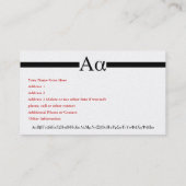 Aangepast ontwerp voor Letter Alpha Visitekaartje (Achterkant)