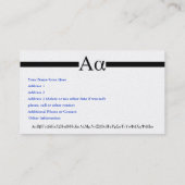 Aangepast ontwerp voor Letter Alpha Visitekaartje (Achterkant)
