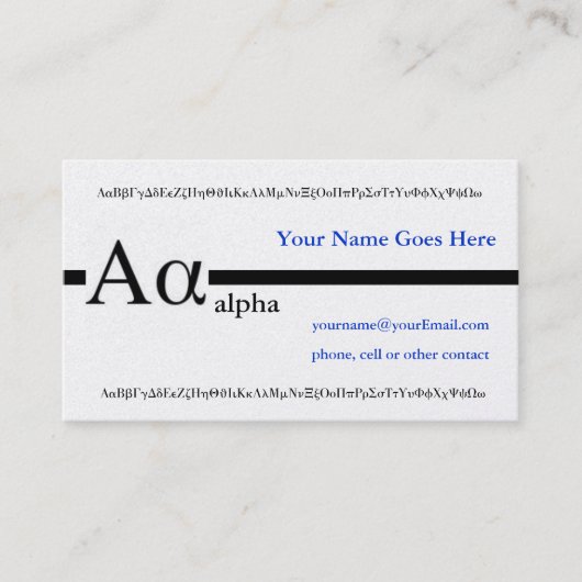Aangepast ontwerp voor Letter Alpha Visitekaartje (Voorkant)