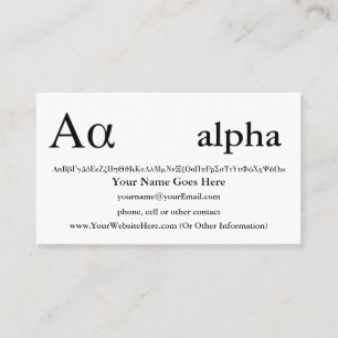 Aangepast ontwerp voor Letter Alpha Visitekaartje