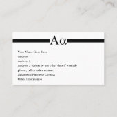 Aangepast ontwerp voor Letter Alpha Visitekaartje (Achterkant)