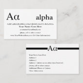 Aangepast ontwerp voor Letter Alpha Visitekaartje (Voorkant / Achterkant)